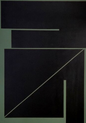 Black Construction on Green by Francesc Bergadà Gassol, Painting for Sale on Singulart