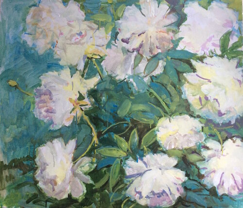 White peonies von Anna Trigub, Malerei kaufen auf Singulart