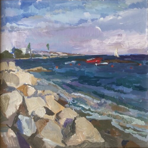 Cyprus. The sea. Limassol di Anna Trigub, Pittura in vendita su Singulart