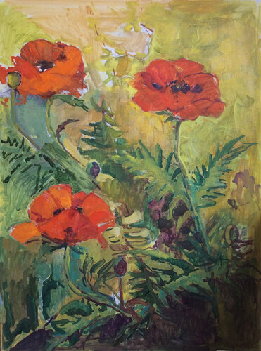 Red poppies von Anna Trigub, Malerei kaufen auf Singulart
