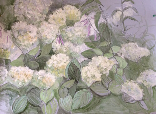 White hydrangea (graphics) von Anna Trigub, Malerei kaufen auf Singulart