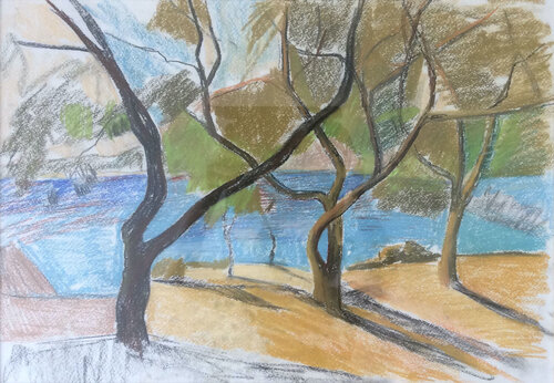 Gelendzhik . Beach by Anna Trigub, Work on Paper for Sale on Singulart