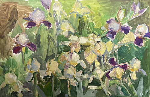 Irises in the evening van Anna Trigub, Schilderij te koop op Singulart