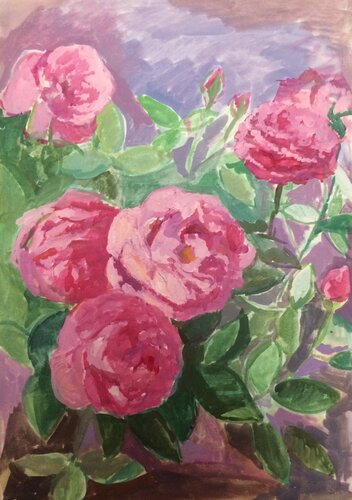 Small pink roses van Anna Trigub, Schilderij te koop op Singulart