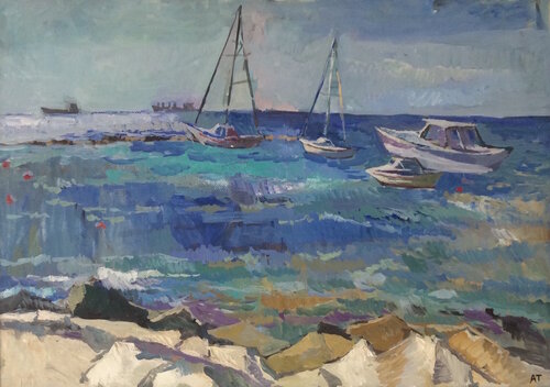 Cyprus . Limassol . Boats von Anna Trigub, Malerei kaufen auf Singulart