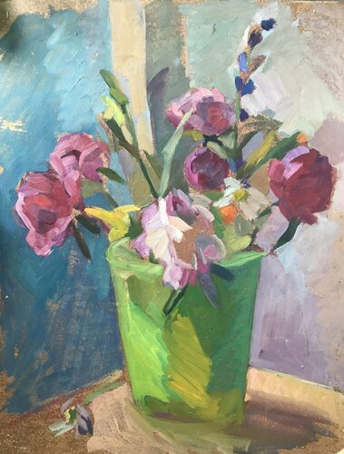 Crimson peonies de Anna Trigub, Pintura a la venta en Singulart