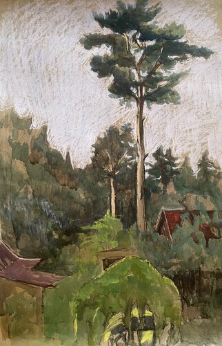 Sketch of a forest at the cottage von Anna Trigub, Malerei kaufen auf Singulart