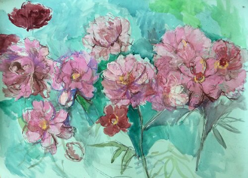 Light pink peonies di Anna Trigub, Opera su carta in vendita su Singulart