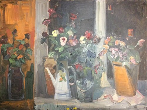 Roses against a black sky van Anna Trigub, Schilderij te koop op Singulart