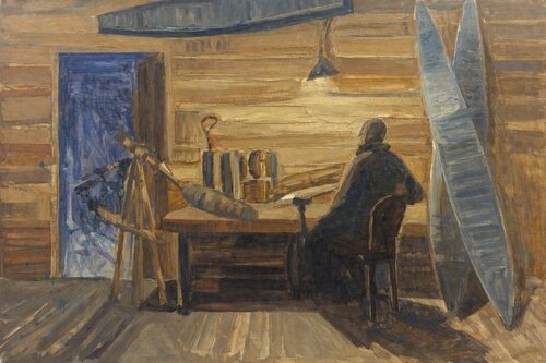 Portrait of Tsiolkovsky (study) di Anna Trigub, Pittura in vendita su Singulart