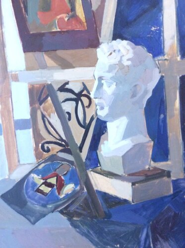 Still life with a plaster head van Anna Trigub, Schilderij te koop op Singulart