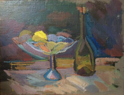 Still life with a blue vase von Anna Trigub, Malerei kaufen auf Singulart