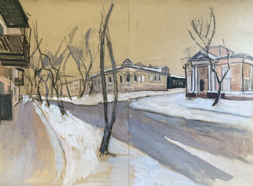 Voskresenskaya Street . Kaluga . Twilight di Anna Trigub, Opera su carta in vendita su Singulart