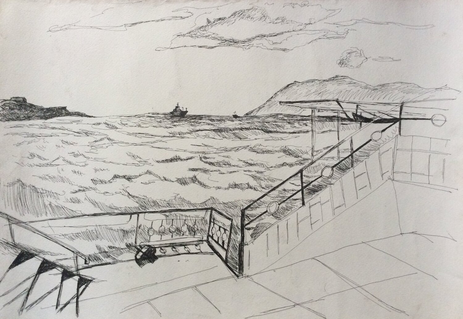 Graphics Gelendzhik. Sea.The boat Anna Trigub