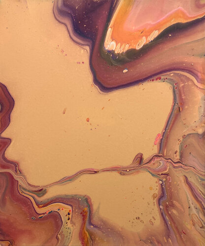 Aufbruch 2024_01 - Inspired by Peach Fuzz van Kirsten Römersperger aka mimmisilver, Schilderij te koop op Singulart