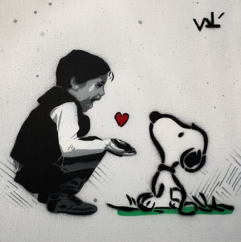 Feeding Snoopy by Valérian Lenud, 회화 for Sale on Singulart
