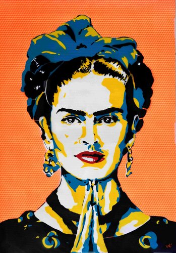 Frida Kahlo Pop Orange by Valérian Lenud, Work on Paper for Sale on Singulart