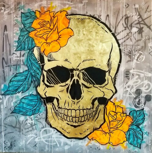 Gold Calavera van Valérian Lenud, Schilderij te koop op Singulart