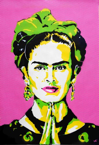 Frida Kahlo Pop Pink by Valérian Lenud, Work on Paper for Sale on Singulart