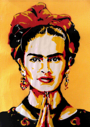 Frida Kahlo Pop Yellow by Valérian Lenud, Work on Paper for Sale on Singulart