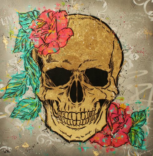 Gold Calavera by Valérian Lenud, Painting for Sale on Singulart