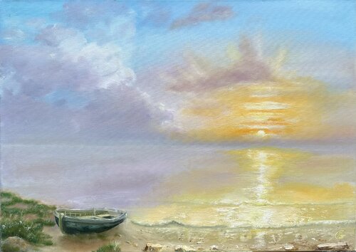 Sunrise in Crimea van Volodymyr Tyzun, Schilderij te koop op Singulart