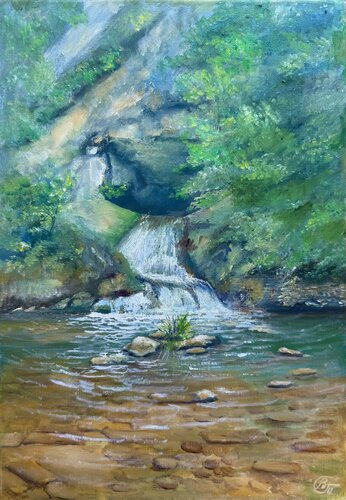 Pocherenski waterfall von Volodymyr Tyzun, Malerei kaufen auf Singulart