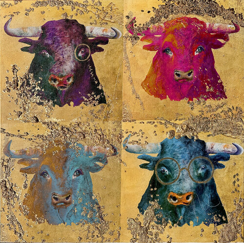 Bull in divine light Pop Art VII 4 by Dorothea Emma Maria Göbel, Painting for Sale on Singulart
