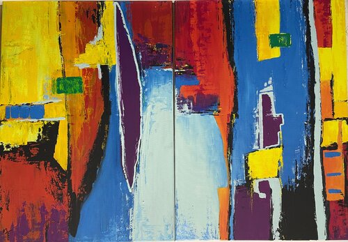 Colorful Harbor - Set von Nadia Trautmann, Malerei kaufen auf Singulart