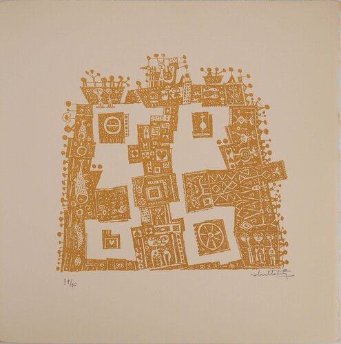 La terre des hommes, Lithographie originale signée de Robert Tatin, Impresión a la venta en Singulart