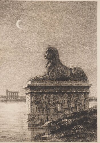 Egypte, Le Sphinx, Gravure originale signée de Armand Queyroy, Impresión a la venta en Singulart