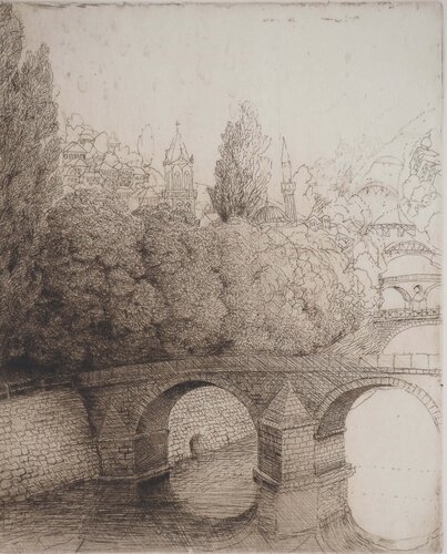 Le pont Latin à Sarajevo van Safet Zec, Afdruk te koop op Singulart