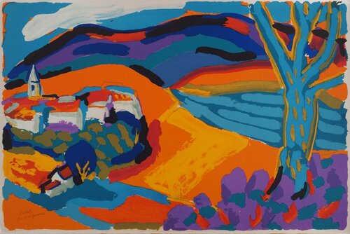 Village sur la colline by Safet Zec, Print for Sale on Singulart