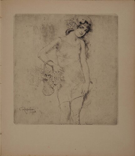 Jeune fille au panier de fleurs di Armand Rassenfosse, Stampa in vendita su Singulart