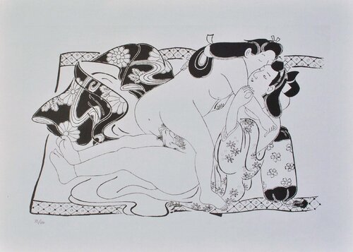 Le grand amour, LITHOGRAPHIE érotique japonaise di Jihei Sugimura, Stampa in vendita su Singulart