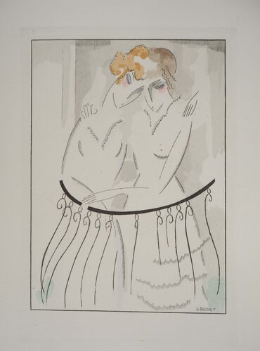 Les jeunes filles au balcon von Gustave Buchet, Druck kaufen auf Singulart