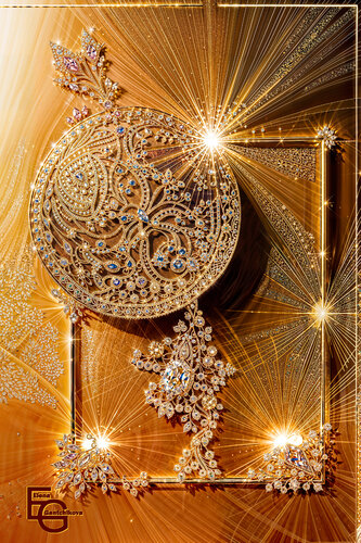 Golden Star of Destiny Part. US Standard — 24" x 36" Premium artwork from the Golden Luxury Collection. Created in synesthetic resonance with Mozart's "Jupiter" Symphony. von Elena Gantchikova, Druck kaufen auf Singulart