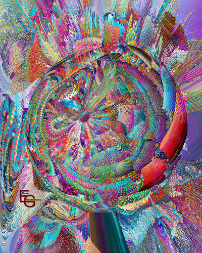 Orbits of Infinite Light: Awakening of the Cosmic Mind. Desktop Miniature Portrait — 8" x 10" Premium edition by Elena Gantchikova, Print for Sale on Singulart