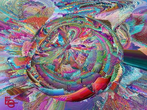 Orbits of Infinite Light: Awakening of the Cosmic Mind. Executive Statement — 40" x 30" Landscape Premium edition par Elena Gantchikova, Édition en vente sur Singulart