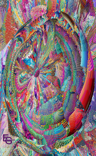 Orbits of Infinite Light: Awakening of the Cosmic Mind. Fine Art Edition — 29" x 47" Portret Premium edition par Elena Gantchikova, Édition en vente sur Singulart