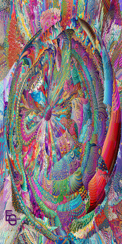 Orbits of Infinite Light: Awakening of the Cosmic Mind. Totem Vertical — 50 x 100 cm Premium edition par Elena Gantchikova, Édition en vente sur Singulart