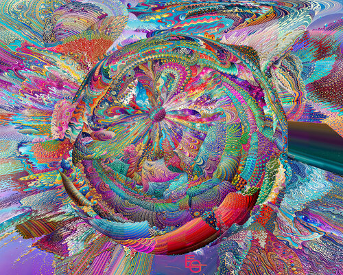 Orbits of Infinite Light: Awakening of the Cosmic Mind. Collector’s Petit — 50 x 40 cm Landscape Premium edition par Elena Gantchikova, Édition en vente sur Singulart