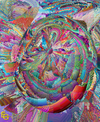 Orbits of Infinite Light: Awakening of the Cosmic Mind. Figure №40 — 100 x 81 cm — Museum Portrait Statement Premium edition par Elena Gantchikova, Édition en vente sur Singulart