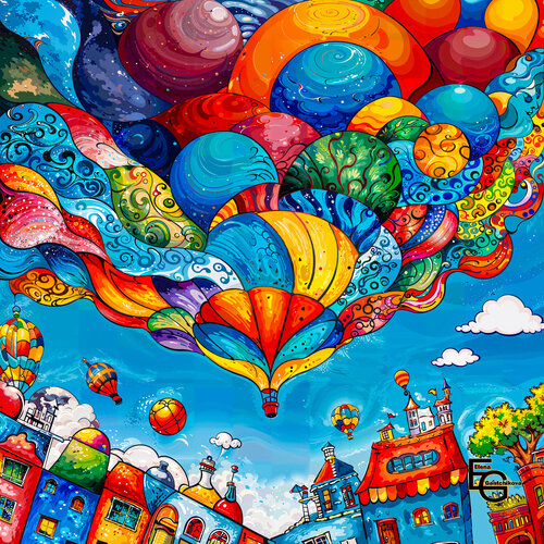 Vibrant Sky of Dreams — Futuristic Surrealism: The Joyful Universe (Square) — ED 3 by Elena Gantchikova, 版画 for Sale on Singulart