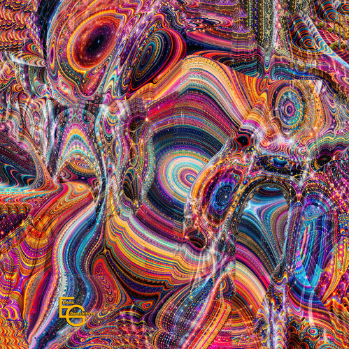 Cosmic Dreams, Variation A (Cosmic Origins: The Big Bang Singularity, Neuroaesthetics & The Genesis of Light) — Collector’s Petit, 20" x 20" in / 50 x 50 cm | Ed. 1/3 di Elena Gantchikova, Stampa in vendita su Singulart
