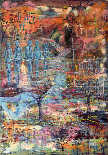 Blue people van Osman Xani, Schilderij te koop op Singulart