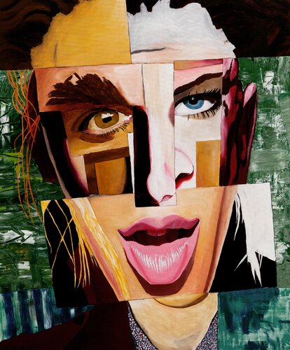 Segmentiertes Gesicht van Christoph Rothwangl, Schilderij te koop op Singulart