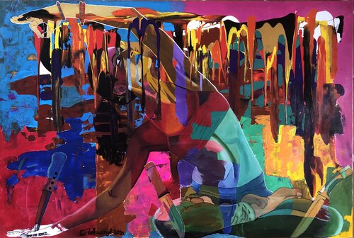 Yoga mit Schneid van Christoph Rothwangl, Schilderij te koop op Singulart