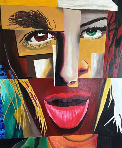 Collagiertes Gesicht di Christoph Rothwangl, Pittura in vendita su Singulart