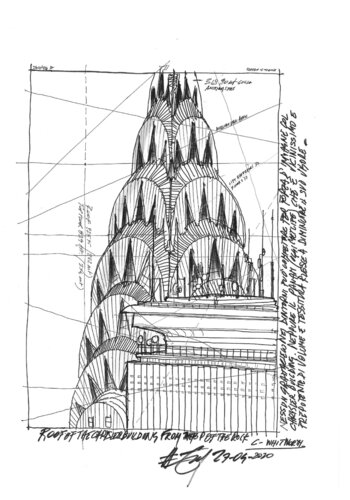 EMF_XPLANECITYSKETCH_CHRISLER BUILDING_BW par Enrico Maria Fabbri, Digital en vente sur Singulart